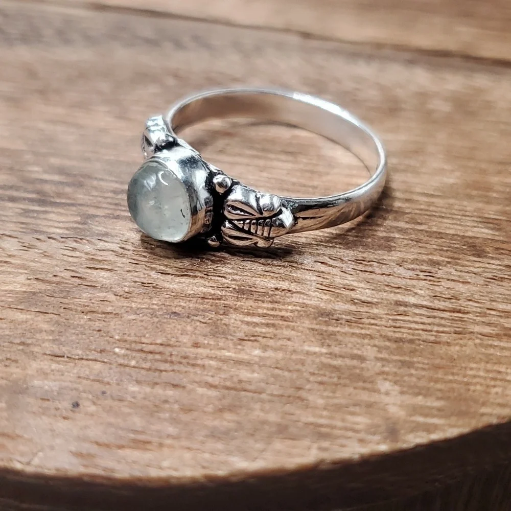 Size 9 R220 aquamarine sterling silver‎ antique ring 925